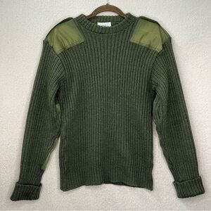 Vintage Military Wool Sweater-Army Olive Green-Made in England-Size 100cm-Vtg-